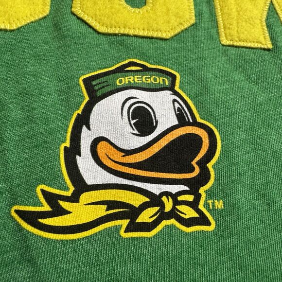 Oregon Ducks Logo LS Raglan Hooded Tee Men’s XXL Green Gray Soft Box Seats NWT - Picture 4 of 12